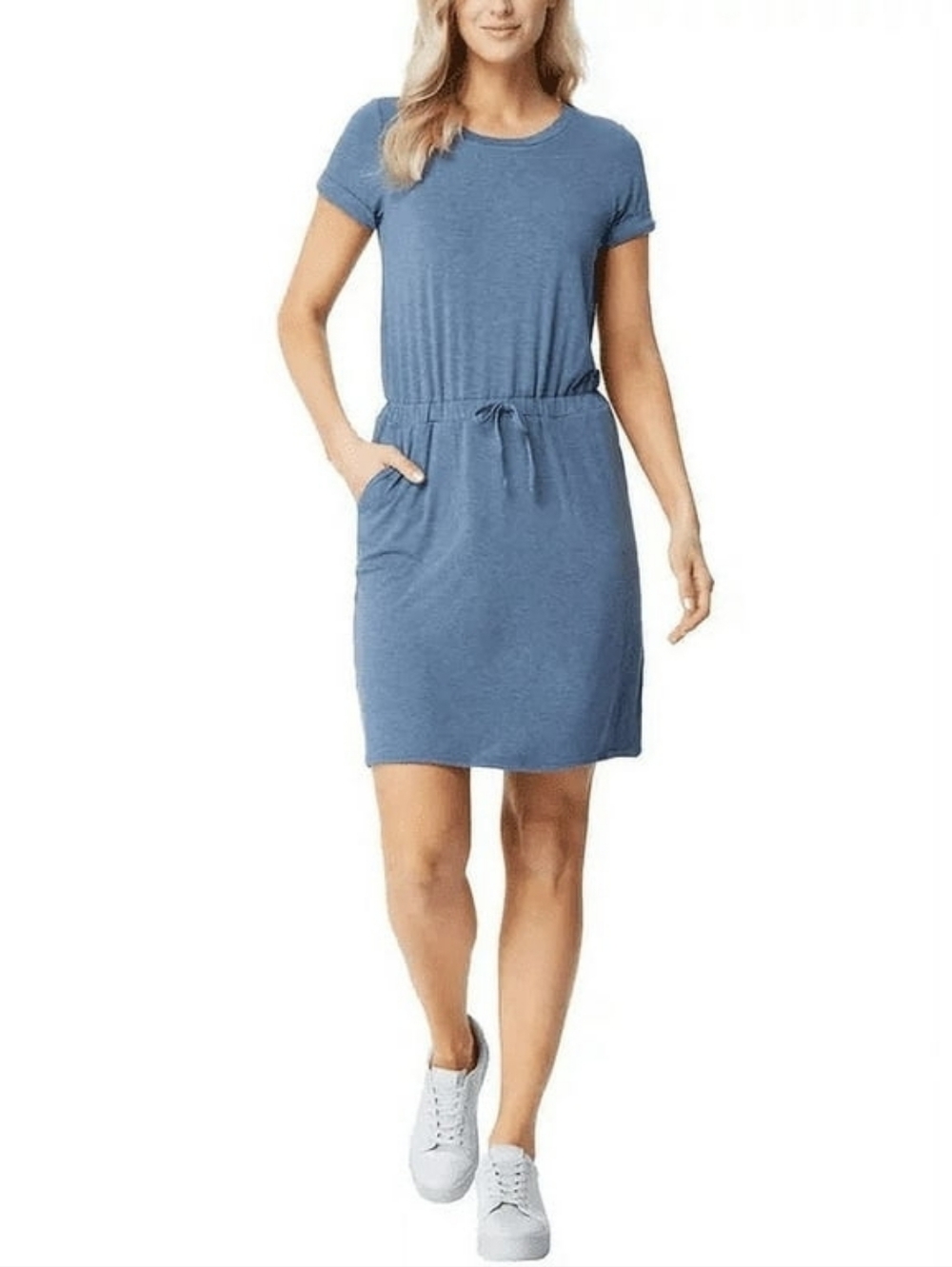 32 Degrees Cool Womens Soft Lux Dress Drawstring Waist Heather Ash Blue